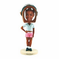 Dark Skin Tone Hip Hop Girl Single Bobble Head